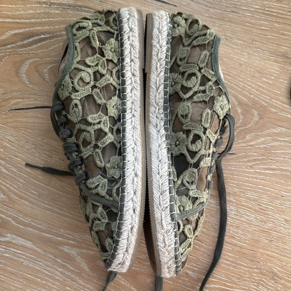 Toni Pons Espadrille Lace Up Embroidered Sneakers Nordstrom Womens 42 Green Mesh